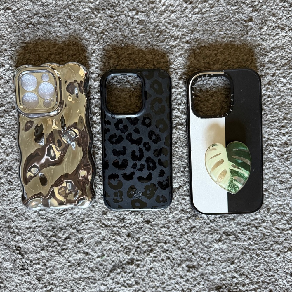 iPhone 14 Pro - Black Leopard & Metallic iPhone Case Bundle - 3 Pack
